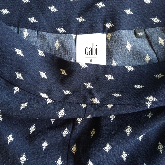 Cabi 5176 Blue Track Star Trouser Wide Leg Pants Lightweight Pockets Mixed Print - Picture 8 of 11